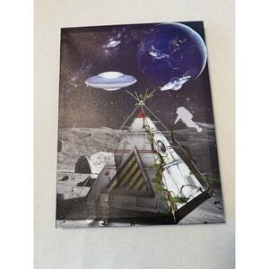 Sci Fi Space Canvas Wall Art UFO Astronaut Surreal Galaxy Decor 16x12 EUC
